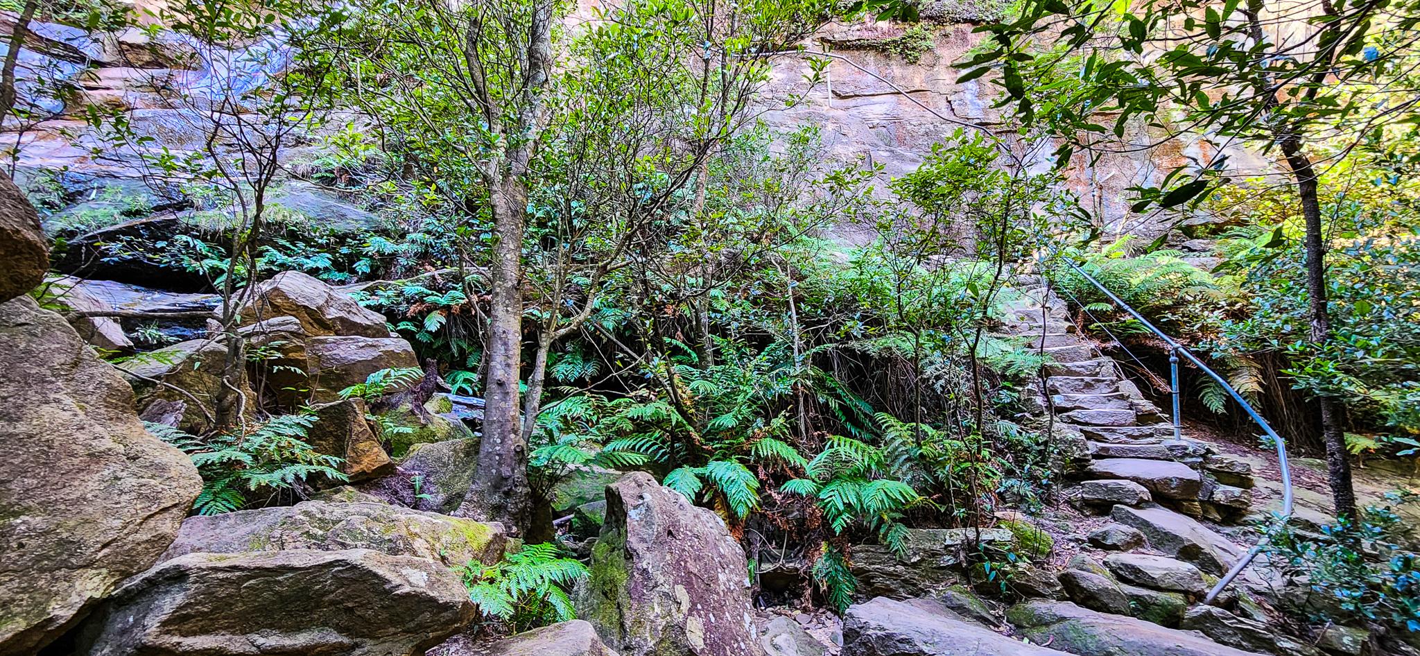 Stairs to the top of Slippery Dip Falls